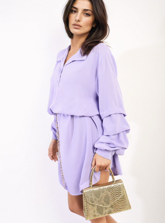 Ruffle Sleeve Pocket Button Front Blouse Dress